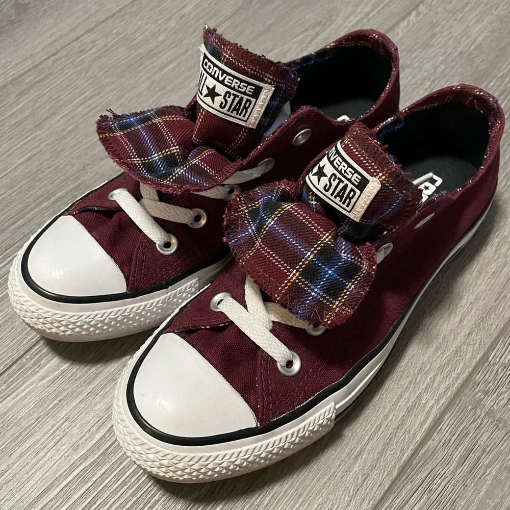 Maroon/Plaid Converse - Picture 7 of 8